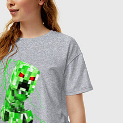 Футболка оверсайз женская MINECRAFT CREEPER, цвет: меланж — фото 2