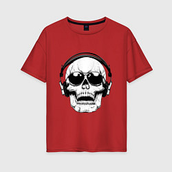 Женская футболка оверсайз Skull Music lover