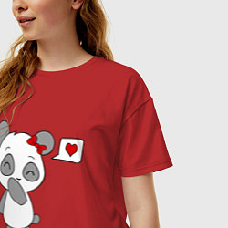 Футболка оверсайз женская Панда девочка, цвет: красный — фото 2
