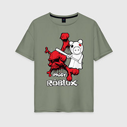 Футболка оверсайз женская Свинка Пигги из Roblox, цвет: авокадо