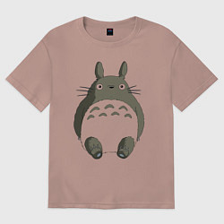 Футболка оверсайз женская Тоторо с прозрачным пузиком, цвет: пыльно-розовый