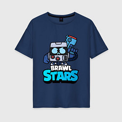 Женская футболка оверсайз Virus 8 bit brawl stars Blue