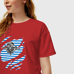 Футболка оверсайз женская Рваная тельняшка, цвет: красный — фото 2