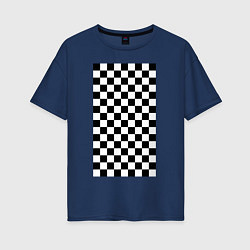 Футболка оверсайз женская Шахматный пол, цвет: тёмно-синий