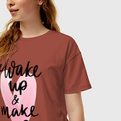 Футболка оверсайз женская Wake up & Make up, цвет: кирпичный — фото 2