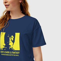 Футболка оверсайз женская VANSAMA OFFICIAL Yellow, цвет: тёмно-синий — фото 2