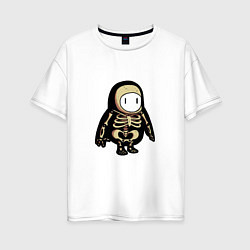 Футболка оверсайз женская Fall guys skeleton, цвет: белый