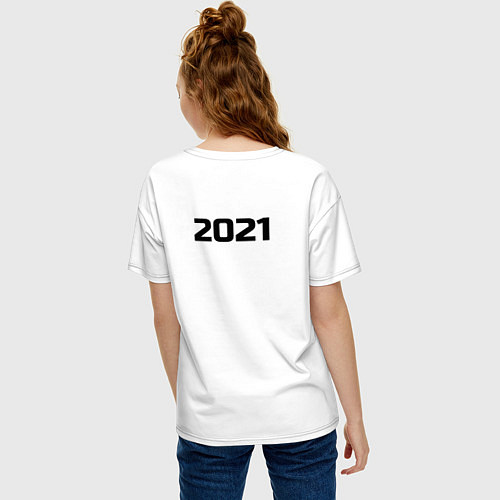 Женская футболка оверсайз 2021 - новый год / Белый – фото 4