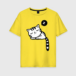 Женская футболка оверсайз Спящий кот