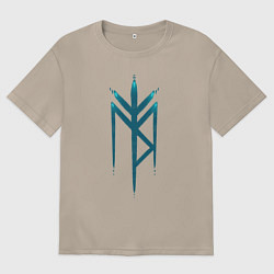 Футболка оверсайз женская Руны, цвет: миндальный