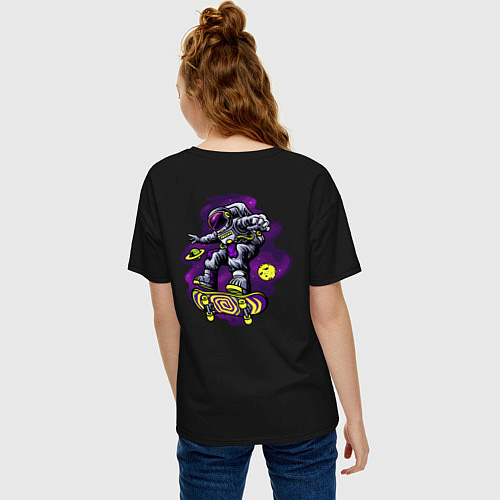Женская футболка оверсайз Space skateboard / Черный – фото 4