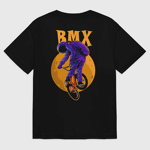 Женская футболка оверсайз BMX - moon - space / Черный – фото 2