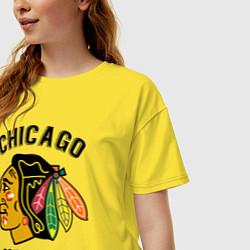 Футболка оверсайз женская CHICAGO BLACKHAWKS NHL, цвет: желтый — фото 2