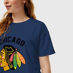 Футболка оверсайз женская CHICAGO BLACKHAWKS NHL, цвет: тёмно-синий — фото 2