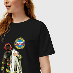 Футболка оверсайз женская Спасатель МЧС, цвет: черный — фото 2