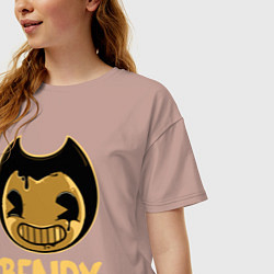 Футболка оверсайз женская Bendy And The Ink Machine, цвет: пыльно-розовый — фото 2