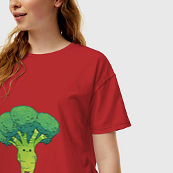 Футболка оверсайз женская Симпатичный брокколи, цвет: красный — фото 2