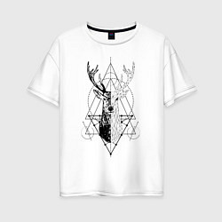 Футболка оверсайз женская Polygonal deer, цвет: белый