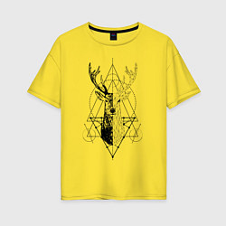 Футболка оверсайз женская Polygonal deer, цвет: желтый