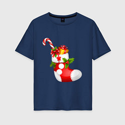 Женская футболка оверсайз Christmas sock 2021