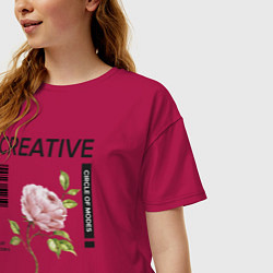 Футболка оверсайз женская CREATIVE, цвет: маджента — фото 2