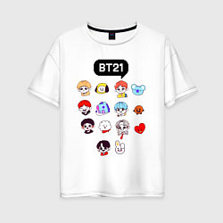 Футболка оверсайз женская BTS BT21, цвет: белый