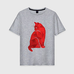 Женская футболка оверсайз Красная кошка
