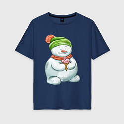 Женская футболка оверсайз Снеговик с мороженным