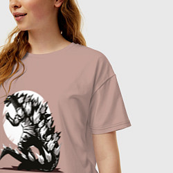 Футболка оверсайз женская Годзилла, цвет: пыльно-розовый — фото 2