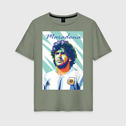 Футболка оверсайз женская Марадона золотой мальчик, цвет: авокадо