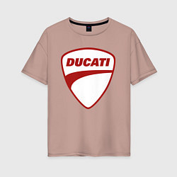 Футболка оверсайз женская Ducati Logo Дукати Лого Z, цвет: пыльно-розовый