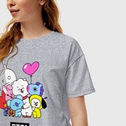 Футболка оверсайз женская BT21, цвет: меланж — фото 2