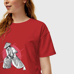 Футболка оверсайз женская Катана Самурая, цвет: красный — фото 2