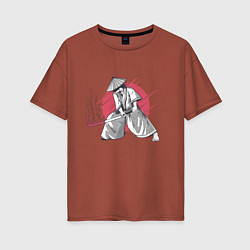 Женская футболка оверсайз Катана Самурая