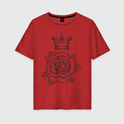 Футболка оверсайз женская Роза и корона, цвет: красный