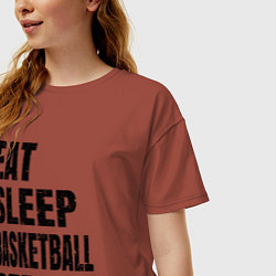 Футболка оверсайз женская EAT SLEEP BASKETBALL REPEAT, цвет: кирпичный — фото 2