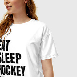 Футболка оверсайз женская EAT SLEEP HOCKEY REPEAT, цвет: белый — фото 2