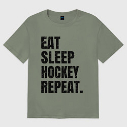 Футболка оверсайз женская EAT SLEEP HOCKEY REPEAT, цвет: авокадо