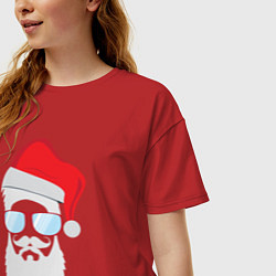 Футболка оверсайз женская Santa Hipster, цвет: красный — фото 2