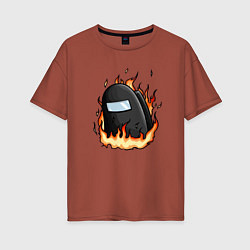 Женская футболка оверсайз Among Us fire