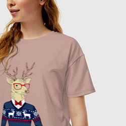 Футболка оверсайз женская Hipster Deer, цвет: пыльно-розовый — фото 2