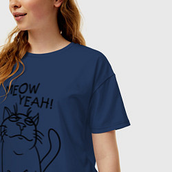 Футболка оверсайз женская Meow yeah!, цвет: тёмно-синий — фото 2