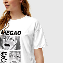 Футболка оверсайз женская Ahegao, цвет: белый — фото 2