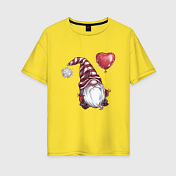 Футболка оверсайз женская Гномик с шариком, цвет: желтый