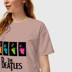 Футболка оверсайз женская Всемирный день The Beatles, цвет: пыльно-розовый — фото 2