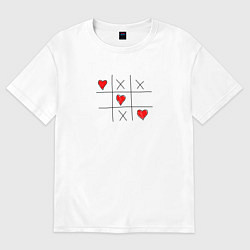 Женская футболка оверсайз Любовь побеждает крестики нолики