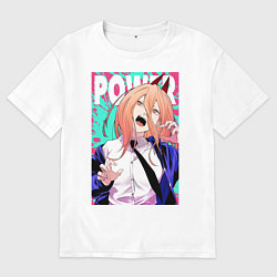 Футболка оверсайз женская POWER CHAINSAW MAN ANIME, цвет: белый