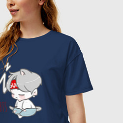 Футболка оверсайз женская BTS sleep, цвет: тёмно-синий — фото 2