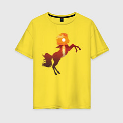 Футболка оверсайз женская Конь-закат, цвет: желтый
