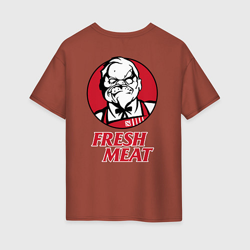 Женская футболка оверсайз Pudge Dota Fresh Meat Пудж / Кирпичный – фото 2